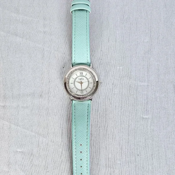 L & Co. Rhinestone Watch | Seafoam Green Band | Silver Crystal Bezel | NWOT - Picture 6 of 15